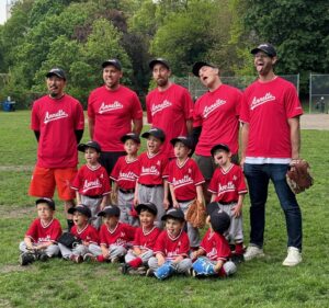 T-Ball team acting silly on photo day